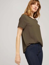 T-Shirt im Materialmix - Frauen - Grape Leaf Green T-Shirt im Materialmix - Frauen - Grape Leaf Green - 5 - TOM TAILOR