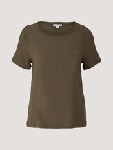 T-Shirt im Materialmix - Frauen - Grape Leaf Green T-Shirt im Materialmix - Frauen - Grape Leaf Green - 7 - TOM TAILOR