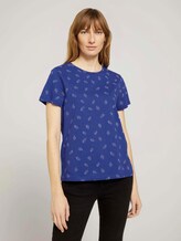 Gemustertes T-Shirt mit Bio-Baumwolle - Frauen - blue white leaves design Gemustertes T-Shirt mit Bio-Baumwolle - Frauen - blue white leaves design - 1 - TOM TAILOR