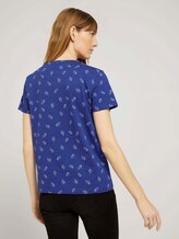 Gemustertes T-Shirt mit Bio-Baumwolle - Frauen - blue white leaves design Gemustertes T-Shirt mit Bio-Baumwolle - Frauen - blue white leaves design - 2 - TOM TAILOR