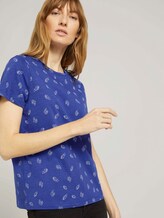Gemustertes T-Shirt mit Bio-Baumwolle - Frauen - blue white leaves design Gemustertes T-Shirt mit Bio-Baumwolle - Frauen - blue white leaves design - 5 - TOM TAILOR