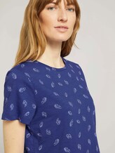 Gemustertes T-Shirt mit Bio-Baumwolle - Frauen - blue white leaves design Gemustertes T-Shirt mit Bio-Baumwolle - Frauen - blue white leaves design - 9 - TOM TAILOR