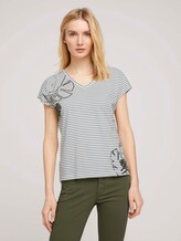 Gestreiftes T-Shirt mit Bio-Baumwolle - Frauen - offwhite khaki stripe Gestreiftes T-Shirt mit Bio-Baumwolle - Frauen - offwhite khaki stripe - 1 - TOM TAILOR
