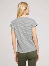 Gestreiftes T-Shirt mit Bio-Baumwolle - Frauen - offwhite khaki stripe Gestreiftes T-Shirt mit Bio-Baumwolle - Frauen - offwhite khaki stripe - 2 - TOM TAILOR