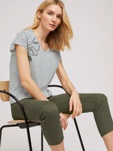 Gestreiftes T-Shirt mit Bio-Baumwolle - Frauen - offwhite khaki stripe Gestreiftes T-Shirt mit Bio-Baumwolle - Frauen - offwhite khaki stripe - 5 - TOM TAILOR