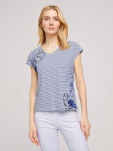 Gestreiftes T-Shirt mit Bio-Baumwolle - Frauen - offwhite blue stripe Gestreiftes T-Shirt mit Bio-Baumwolle - Frauen - offwhite blue stripe - 1 - TOM TAILOR