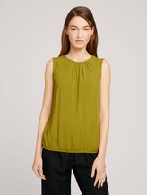 Sleeveless blouse with an elastic waistband - Women - gecko green Sleeveless blouse with an elastic waistband - Women - gecko green - 1 - TOM TAILOR