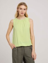 Sleeveless blouse with an elastic waistband - Women - celery ice Sleeveless blouse with an elastic waistband - Women - celery ice - 1 - TOM TAILOR