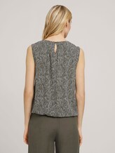 Ärmellose Bluse mit elastischem Bund - Frauen - khaki white outline leaves Ärmellose Bluse mit elastischem Bund - Frauen - khaki white outline leaves - 2 - TOM TAILOR