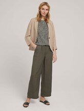 Ärmellose Bluse mit elastischem Bund - Frauen - khaki white outline leaves Ärmellose Bluse mit elastischem Bund - Frauen - khaki white outline leaves - 3 - TOM TAILOR
