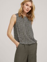 Ärmellose Bluse mit elastischem Bund - Frauen - khaki white outline leaves Ärmellose Bluse mit elastischem Bund - Frauen - khaki white outline leaves - 5 - TOM TAILOR