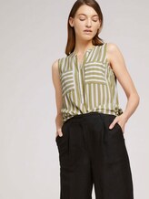 Ärmellose Bluse mit Streifen - Frauen - offwhite green stripe Ärmellose Bluse mit Streifen - Frauen - offwhite green stripe - 5 - TOM TAILOR