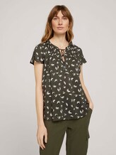 Kurzarm Bluse mit Raffungen - Frauen - khaki small floral design Kurzarm Bluse mit Raffungen - Frauen - khaki small floral design - 1 - TOM TAILOR
