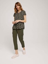 Kurzarm Bluse mit Raffungen - Frauen - khaki small floral design Kurzarm Bluse mit Raffungen - Frauen - khaki small floral design - 3 - TOM TAILOR