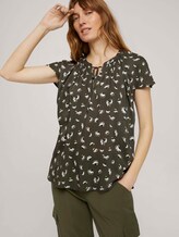 Kurzarm Bluse mit Raffungen - Frauen - khaki small floral design Kurzarm Bluse mit Raffungen - Frauen - khaki small floral design - 5 - TOM TAILOR