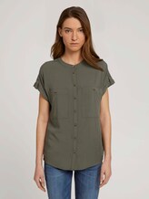 Kurzarm Hemdbluse mit Taschen - Frauen - Grape Leaf Green Kurzarm Hemdbluse mit Taschen - Frauen - Grape Leaf Green - 1 - TOM TAILOR