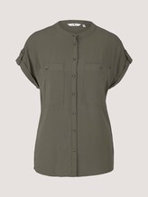 Kurzarm Hemdbluse mit Taschen - Frauen - Grape Leaf Green Kurzarm Hemdbluse mit Taschen - Frauen - Grape Leaf Green - 7 - TOM TAILOR