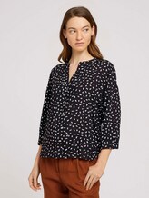 3/4 Arm Bluse mit TENCEL™ - Frauen - black geometrical design 3/4 Arm Bluse mit TENCEL™ - Frauen - black geometrical design - 1 - TOM TAILOR
