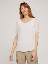 Fließende Bluse im Materialmix - Frauen - Whisper White Fließende Bluse im Materialmix - Frauen - Whisper White - 1 - TOM TAILOR