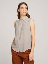 Ärmellose Hemdbluse mit Leinen - Frauen - offwhite thin stripe woven Ärmellose Hemdbluse mit Leinen - Frauen - offwhite thin stripe woven - 1 - TOM TAILOR