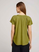 Short-sleeved blouse with linen - Women - gecko green Short-sleeved blouse with linen - Women - gecko green - 2 - TOM TAILOR