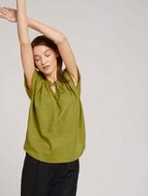 Short-sleeved blouse with linen - Women - gecko green Short-sleeved blouse with linen - Women - gecko green - 5 - TOM TAILOR