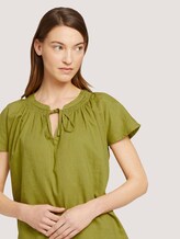 Short-sleeved blouse with linen - Women - gecko green Short-sleeved blouse with linen - Women - gecko green - 9 - TOM TAILOR