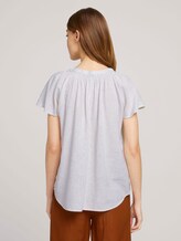 Short-sleeved blouse with linen - Women - offwhite thin stripe woven Short-sleeved blouse with linen - Women - offwhite thin stripe woven - 2 - TOM TAILOR