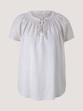 Short-sleeved blouse with linen - Women - offwhite thin stripe woven Short-sleeved blouse with linen - Women - offwhite thin stripe woven - 7 - TOM TAILOR