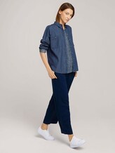 Gemusterte Kurzarmbluse - Frauen - blue minimal design vertical Gemusterte Kurzarmbluse - Frauen - blue minimal design vertical - 3 - TOM TAILOR