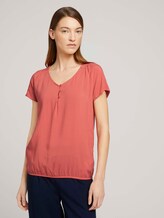 Kurzarmbluse mit Raffungen - Frauen - flamingo flower Kurzarmbluse mit Raffungen - Frauen - flamingo flower - 1 - TOM TAILOR