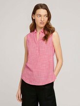 Ärmellose Bluse mit Henley - Frauen - flamingo flower Ärmellose Bluse mit Henley - Frauen - flamingo flower - 1 - TOM TAILOR