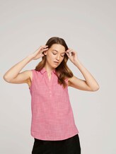 Ärmellose Bluse mit Henley - Frauen - flamingo flower Ärmellose Bluse mit Henley - Frauen - flamingo flower - 5 - TOM TAILOR