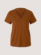 T-Shirt mit V-Ausschnitt - Frauen - Caramel Brown T-Shirt mit V-Ausschnitt - Frauen - Caramel Brown - 7 - TOM TAILOR