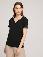 T-Shirt mit V-Ausschnitt - Frauen - deep black T-Shirt mit V-Ausschnitt - Frauen - deep black - 1 - TOM TAILOR