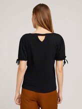 Gemustertes T-Shirt mit Ärmeldetail - Frauen - deep black Gemustertes T-Shirt mit Ärmeldetail - Frauen - deep black - 2 - TOM TAILOR
