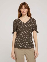 Gemustertes T-Shirt mit Ärmeldetail - Frauen - khaki small floral design Gemustertes T-Shirt mit Ärmeldetail - Frauen - khaki small floral design - 1 - TOM TAILOR