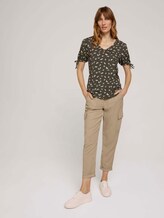 Gemustertes T-Shirt mit Ärmeldetail - Frauen - khaki small floral design Gemustertes T-Shirt mit Ärmeldetail - Frauen - khaki small floral design - 3 - TOM TAILOR