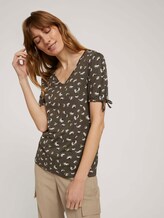 Gemustertes T-Shirt mit Ärmeldetail - Frauen - khaki small floral design Gemustertes T-Shirt mit Ärmeldetail - Frauen - khaki small floral design - 5 - TOM TAILOR