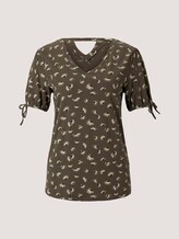 Gemustertes T-Shirt mit Ärmeldetail - Frauen - khaki small floral design Gemustertes T-Shirt mit Ärmeldetail - Frauen - khaki small floral design - 7 - TOM TAILOR