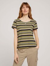 T-Shirt mit Streifenstruktur - Frauen - green multicolor stripe T-Shirt mit Streifenstruktur - Frauen - green multicolor stripe - 1 - TOM TAILOR
