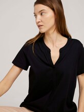 Gemustertes T-Shirt mit TENCEL™ - Frauen - deep black Gemustertes T-Shirt mit TENCEL™ - Frauen - deep black - 5 - TOM TAILOR
