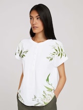 Gemustertes T-Shirt mit Knopfleiste - Frauen - Whisper White Gemustertes T-Shirt mit Knopfleiste - Frauen - Whisper White - 1 - TOM TAILOR