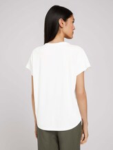 Gemustertes T-Shirt mit Knopfleiste - Frauen - Whisper White Gemustertes T-Shirt mit Knopfleiste - Frauen - Whisper White - 2 - TOM TAILOR