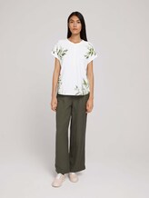 Gemustertes T-Shirt mit Knopfleiste - Frauen - Whisper White Gemustertes T-Shirt mit Knopfleiste - Frauen - Whisper White - 3 - TOM TAILOR