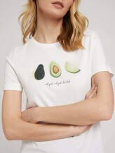 Print T-Shirt mit Bio-Baumwolle - Frauen - Dove White Print T-Shirt mit Bio-Baumwolle - Frauen - Dove White - 9 - TOM TAILOR