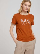 Print T-Shirt mit Bio-Baumwolle - Frauen - Caramel Brown Print T-Shirt mit Bio-Baumwolle - Frauen - Caramel Brown - 5 - TOM TAILOR