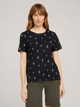 Print T-Shirt mit Bio-Baumwolle - Frauen - black white cactus design Print T-Shirt mit Bio-Baumwolle - Frauen - black white cactus design - 1 - TOM TAILOR