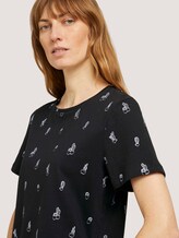 Print T-Shirt mit Bio-Baumwolle - Frauen - black white cactus design Print T-Shirt mit Bio-Baumwolle - Frauen - black white cactus design - 9 - TOM TAILOR
