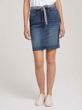 Denim rok met strikceintuur - Vrouwen - Used Mid Stone Blue Denim Denim rok met strikceintuur - Vrouwen - Used Mid Stone Blue Denim - 1 - TOM TAILOR